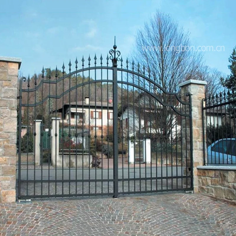 Main latest double door  iron gate picture designs wood steel garden driveway entrance gate