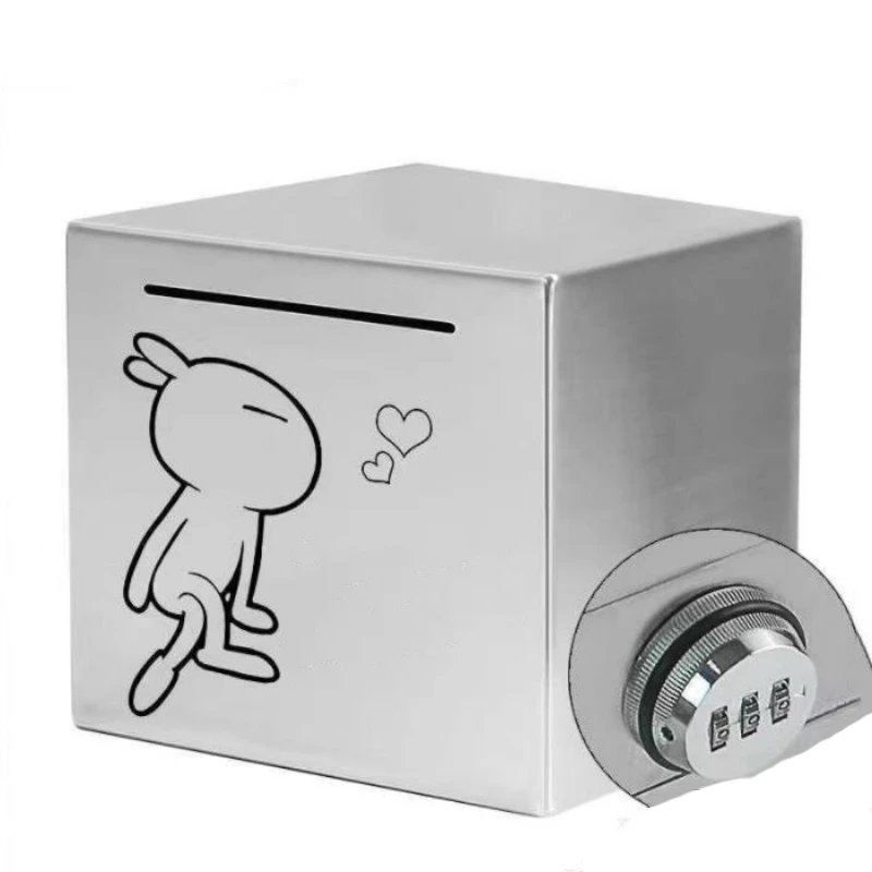 Stainless Steel Money Bank With Lock Safe Box For Money Piggy Bank Wedding Promotional Gift Custom Logo Money Coin Boxes For Kid