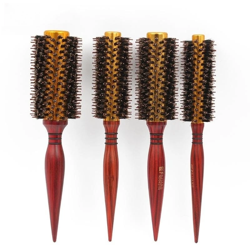 OEM Natural Wood Handle Hair Styling Tools Professional Salon Hair Brush Set Extra Long Roll Hair Brushes