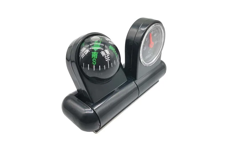Universal  Car Pedestal Two-in-One Thermometer Guide Ball Compass