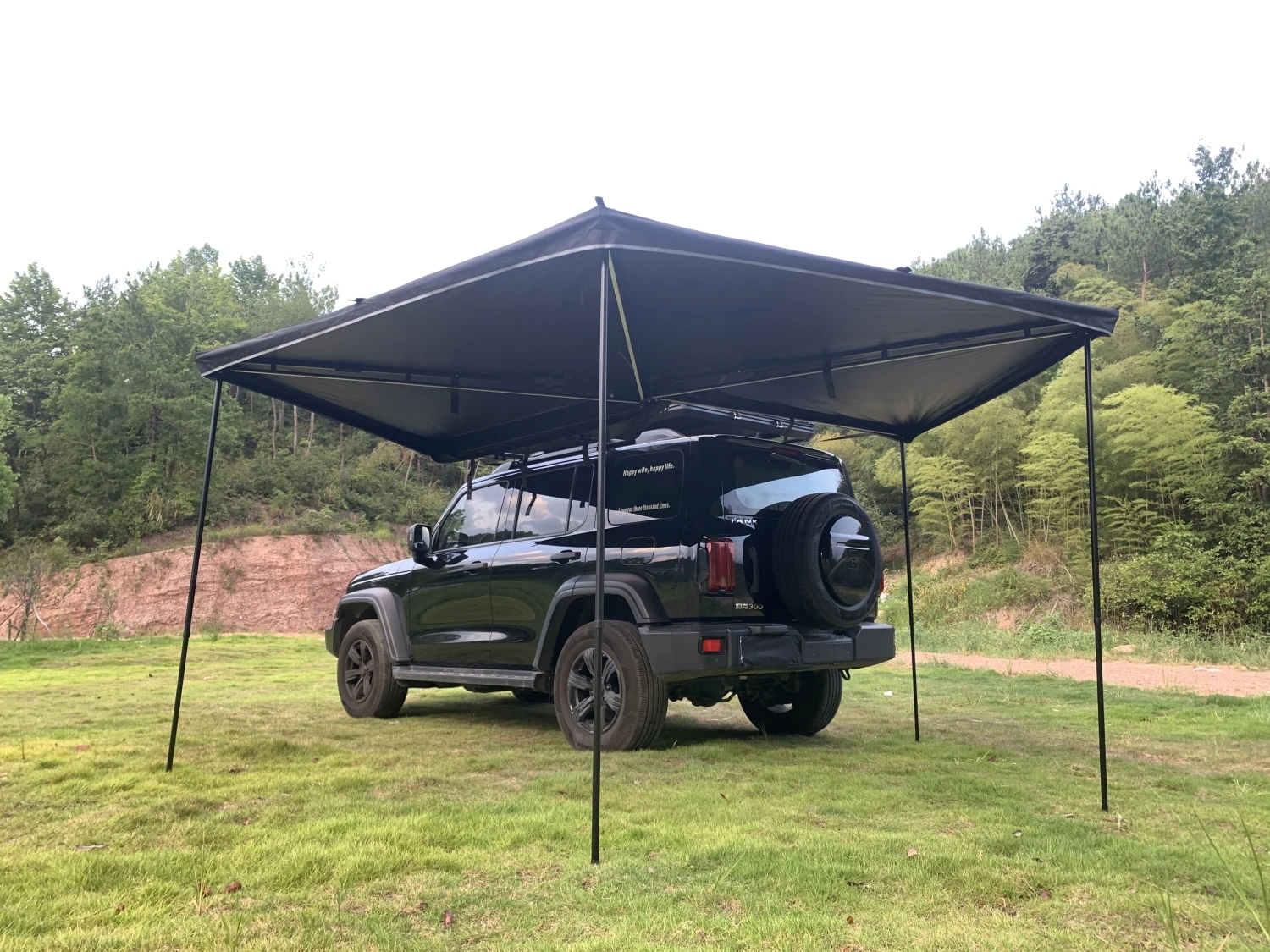 Remaco New Outdoor Camping 280G Oxford Waterproof 270 Car Roof Top Side Shelter, Extended 270 Degrees Awning With LED Light