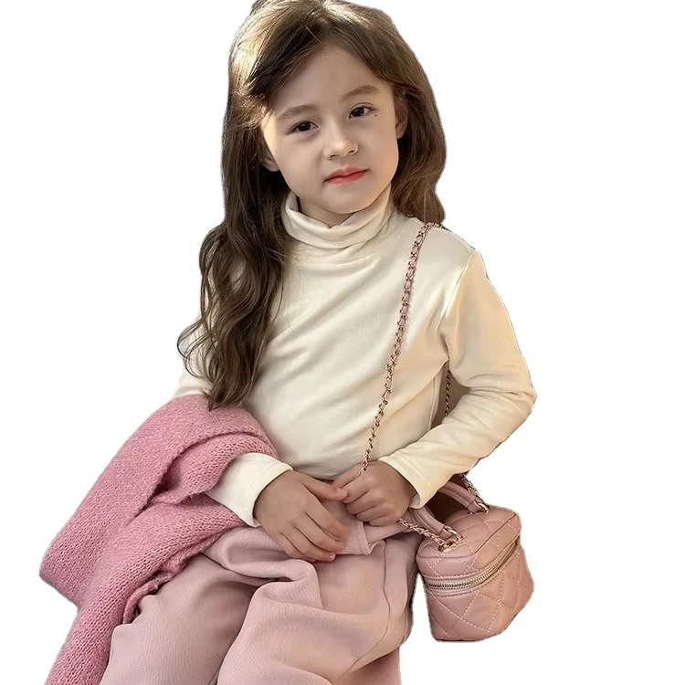 617 fall autumn winter design little baby girls clothes solid under shirt infant toddler fur fleeced top warm clothing