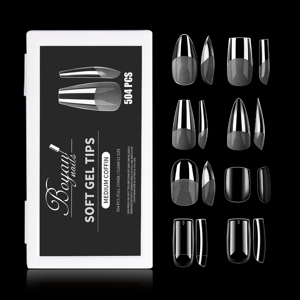 SCI professional stickers label nails soft jelly gel x nail tips for uv lamp black box