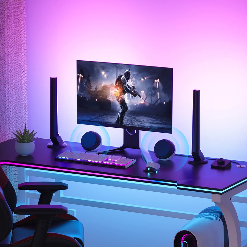 Banqcn 2PCS App Control Smart RGB Light Bar Gaming TV Backlight Color Changing Mood Light Music Sync for Room Decor
