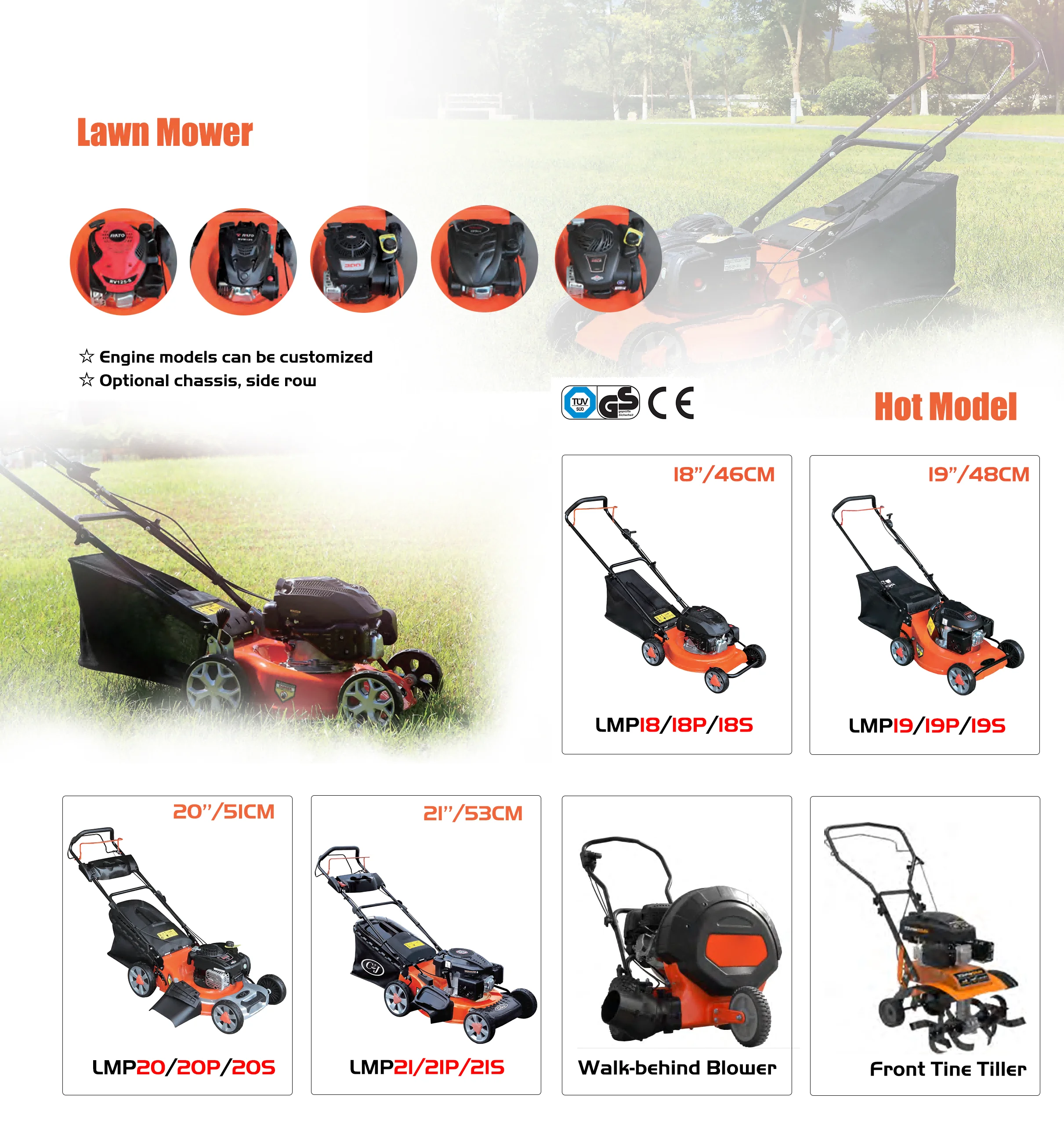 READY TO SHIP!! 140cc 18 inch Self Propelled Gaso Powered Lawn Mower for Garden Gasoline Lawnmower