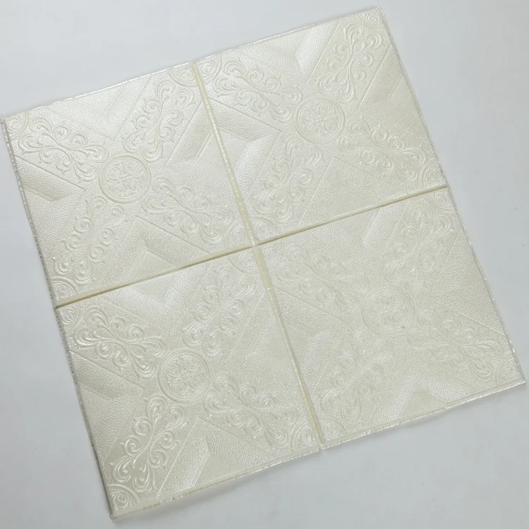 Waterproof pe foam 3D leather design self adhesive wallpaper/3D wall sticker