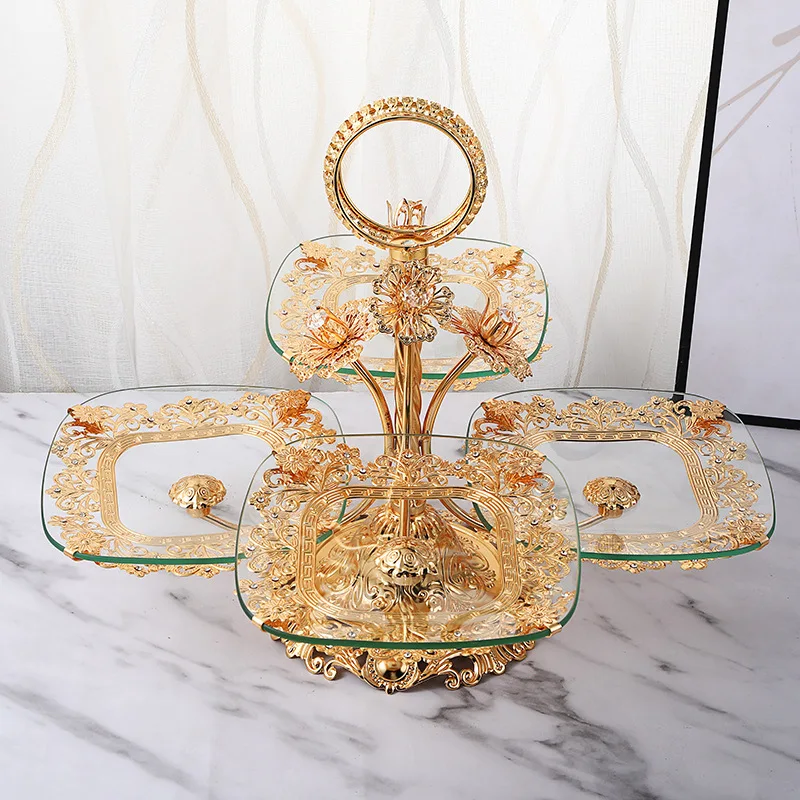 New fashion light luxury quality multi-functional confectionery dessert plate European glass living room hotel pastry fruit plat