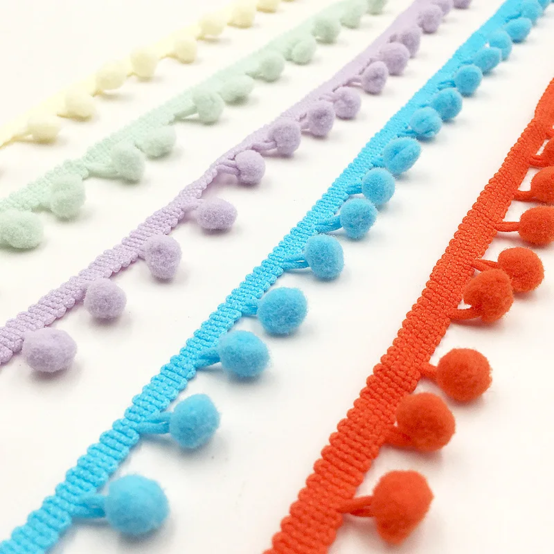 Hot selling wholesale in good price pom band fringe handmade 1cm pompon tassel 10mm balls pom pom lace