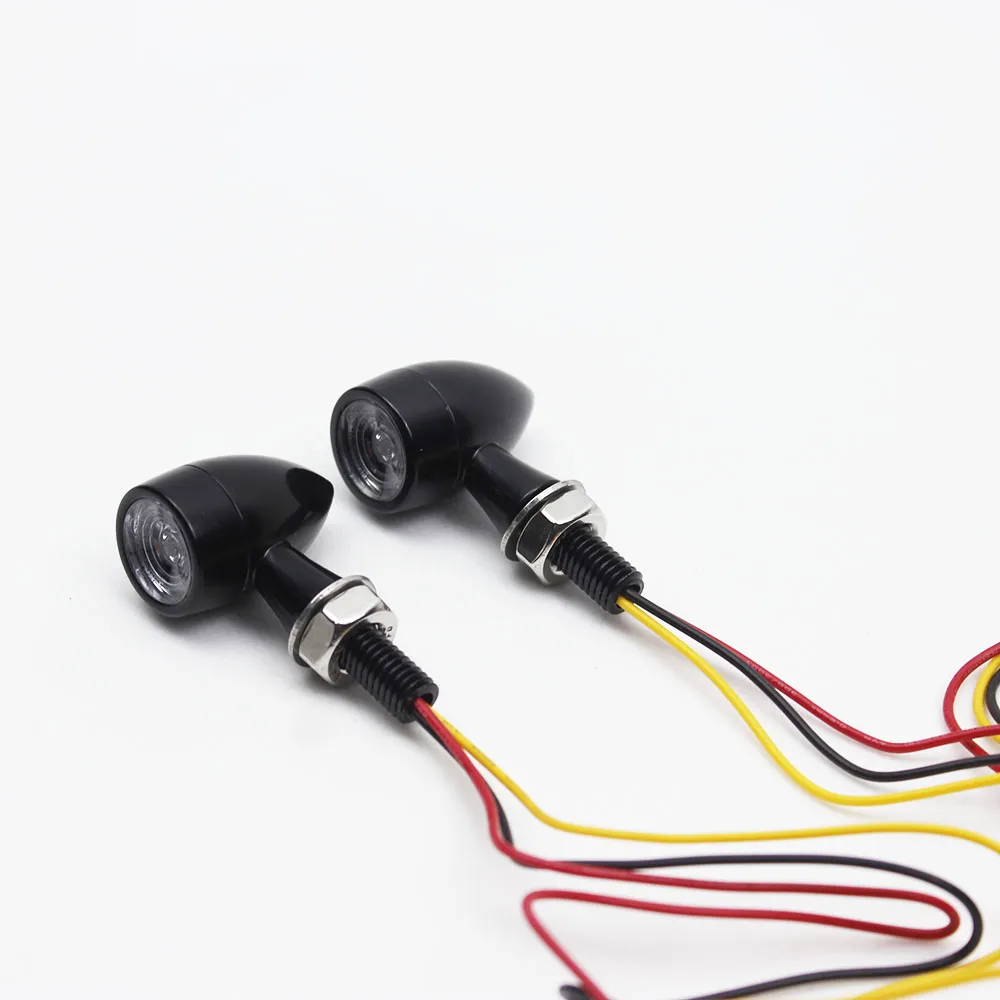 High Power Bright 3 Wires Halogen Black Mini Bullet Rear Mini Turn Signals LED Lamp Brake Mini Turn Signals LED for Motorcycle