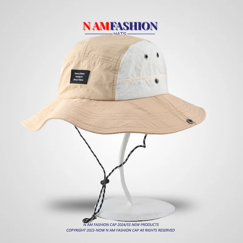 Лоскутная Панама контрастного цвета с ремешком на подбородке быстросохнущая Солнцезащитная шляпа Boonie для альпинизма УФ-защита