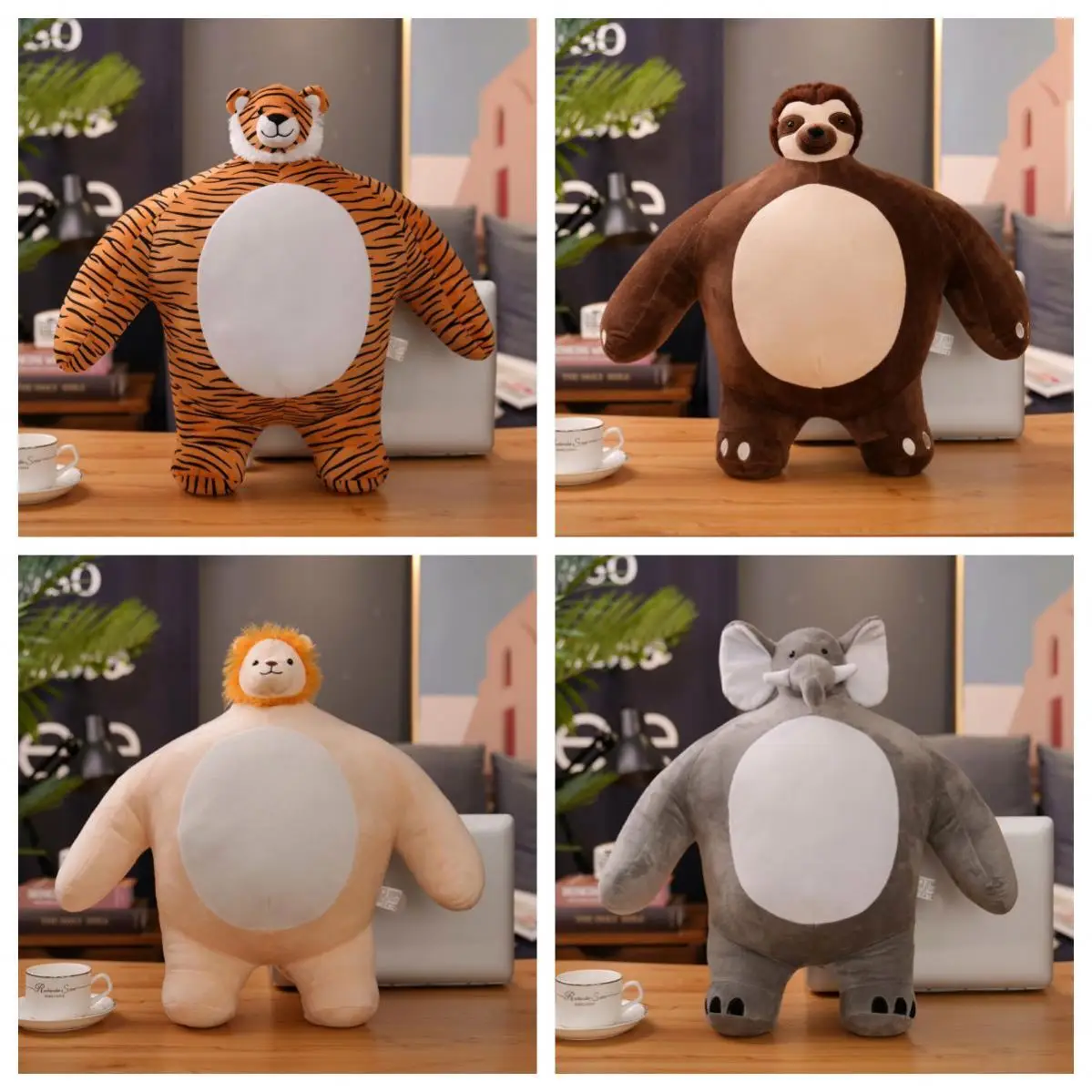 Funny Soft Fox Unicorn Sloth Panda Bear Tiger Lion Elephant Stuffed Animal Plush Toys Kids Pillow Doll Children Gifts