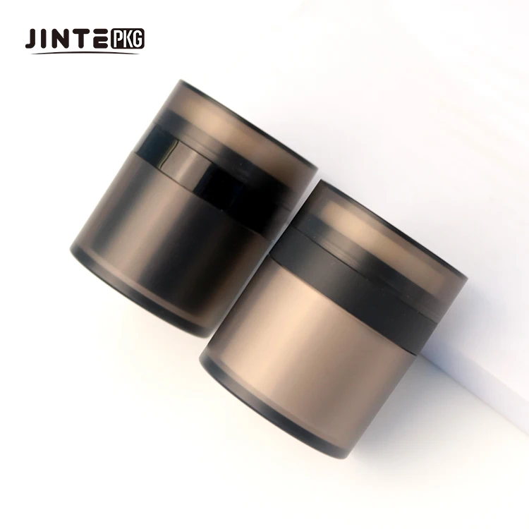 30ml 50ml Round Shape Luxury Custom Cosmetic Package Frosted Brown Acrylic Airless Pump Jar Airless Pump Face  Eye Cream Jar