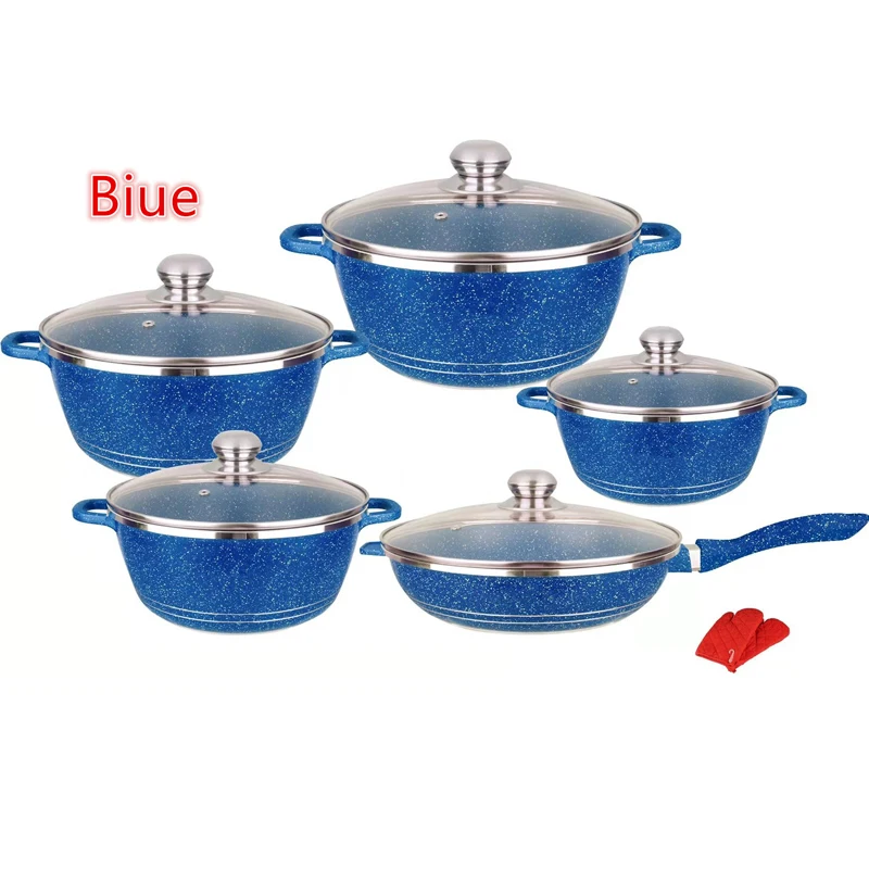 Nonstick Cookware Set 12 Pieces Aluminum Pot Stock Pot Pots Double Bake Pan Frying Pan Cookware Set
