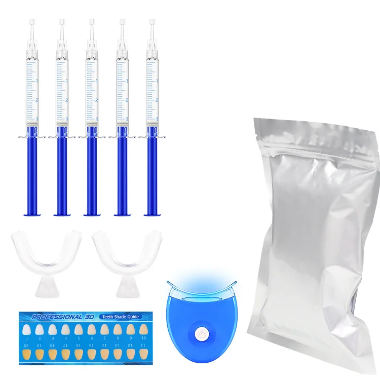 Tooth Whitening Gel Kit with LED Light Dental Peroxide Teeth Brightening Kits Teeth Whitening Pen Set