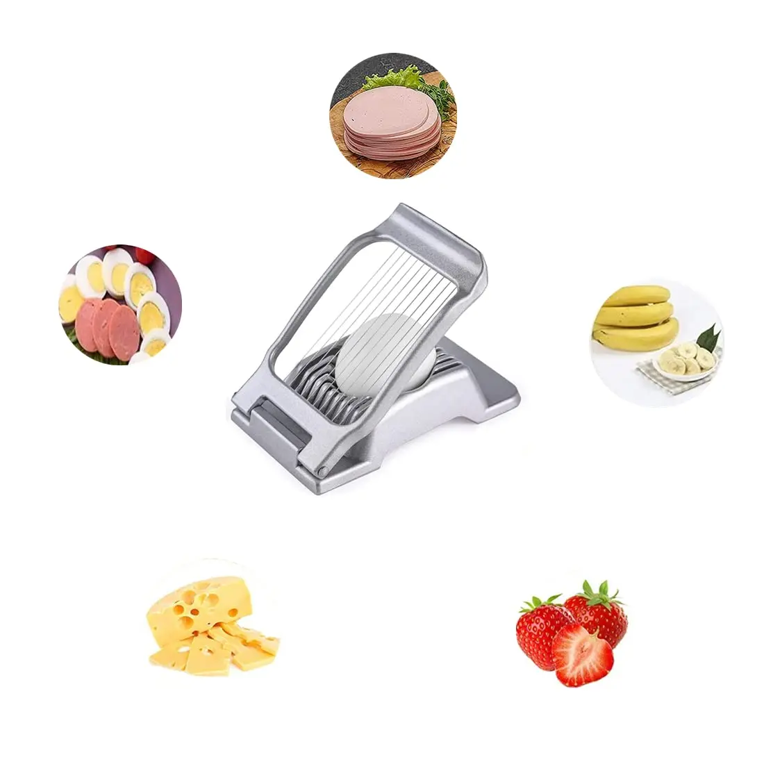 Household Stainless Steel Wire Boiled Egg Slicer Rectangular Eggs Slicing Aluminium Alloy Egg Cutter