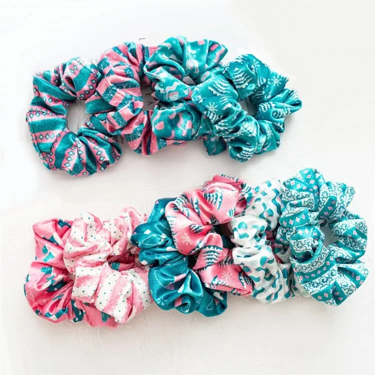 Genya Christmas Green velvet Hair Scrunchies Custom Large hair scrunchie elastic band Hair Accessories For Women Girls