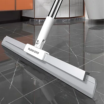 Self-Wringing Sponge Mops for Floor Cleaning Squeeze with 2 PVA Sponge Heads Self Wringing Floor Mop Hand-free Sponge Mop