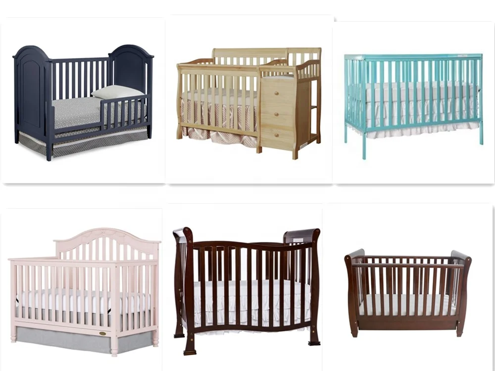 Big Solid New Zealand Pine Wood Baby Bed Wooden Cot Models Baby Sleeping Crib