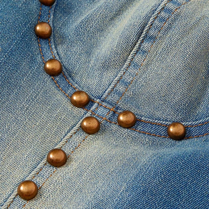 GDTEX ODM OEM custom women denim bra top studded detail cami denim top women