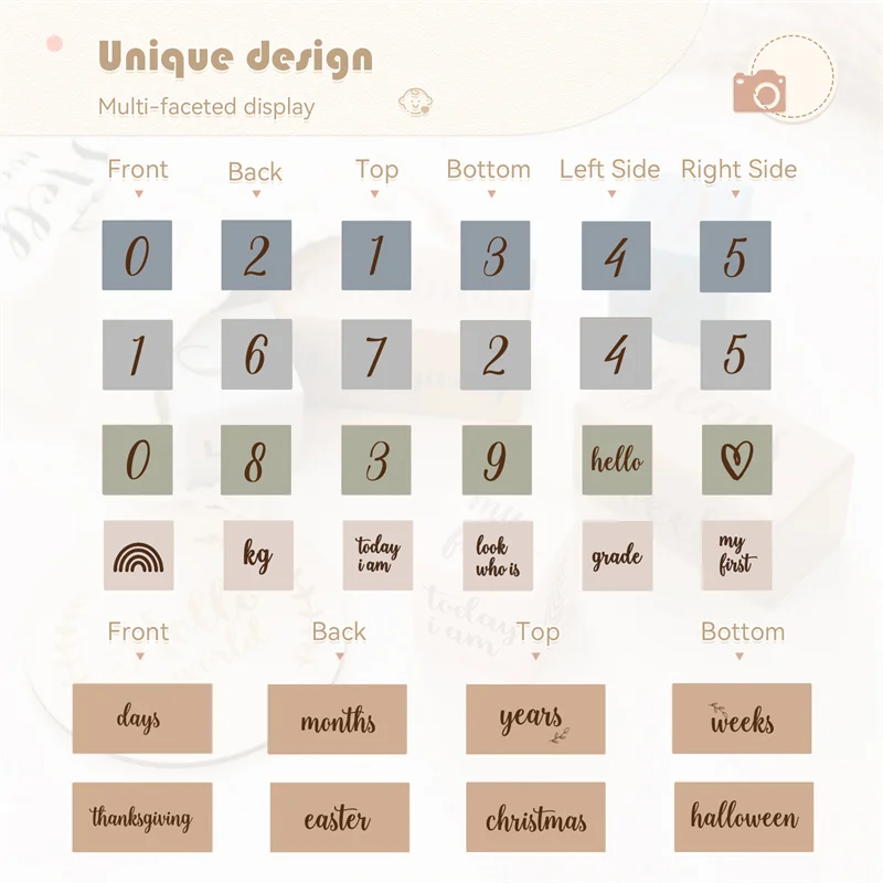 Monthly Milestone Wooden Blocks Set for Newborns for Holiday Decoration Baby Souvenirs and Teeth Box Gift