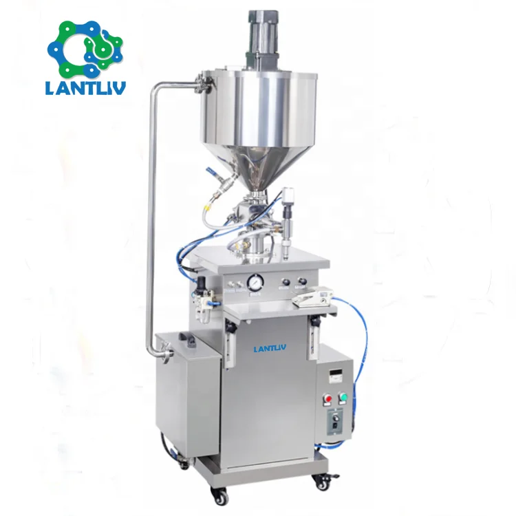 1000ml Full Stainless Steel Electric Heated Peanut Butter Thermostatic Vertical Pneumatic Mixing and Filling Machine With Hopper