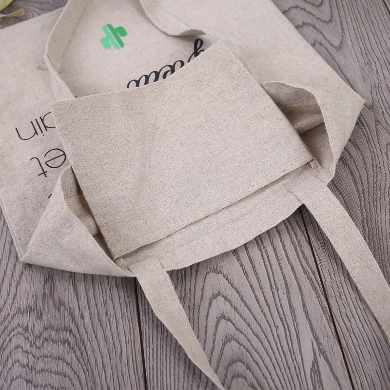 blank or custom logo print natural hemp tote bag for promotional gift