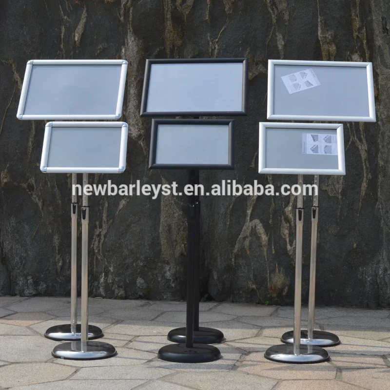 A3/A4 Black aluminum floor display sign stand for menu in restaurant or guide sign in shopping mall