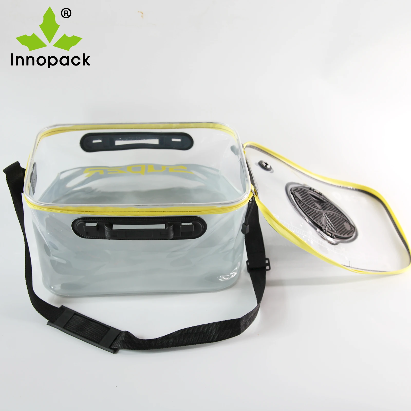 with Mini Oxygen Pump Portable Folding Collapsible Bucket Fish Live Container Box with Breathable Mesh Space Fishing Bucket