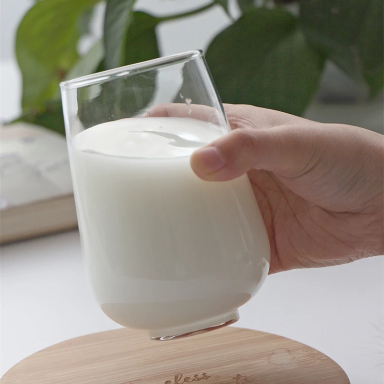 400ml Glass Cup Household juice cup with no lid On hand cup Milk Glass water mug round straight glass