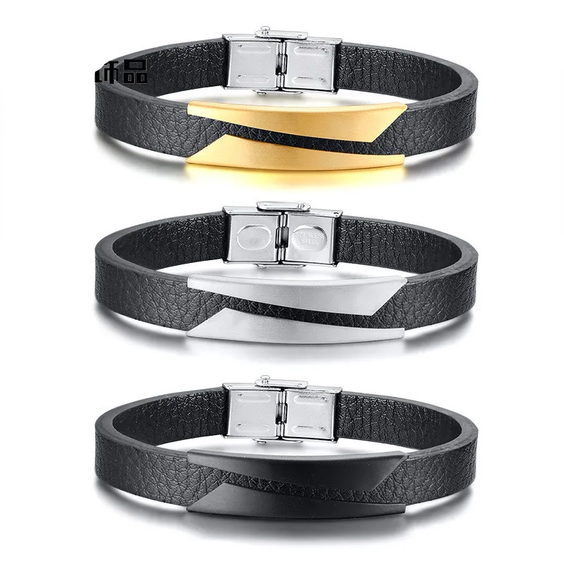 Yiwu Meise Stainless steel diagonal leather bracelet