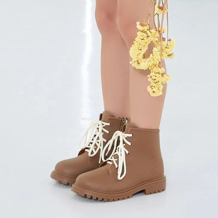 Custom Logo Anti-Slip Waterproof Pure Color Unisex Martin Rain Boots For Kids