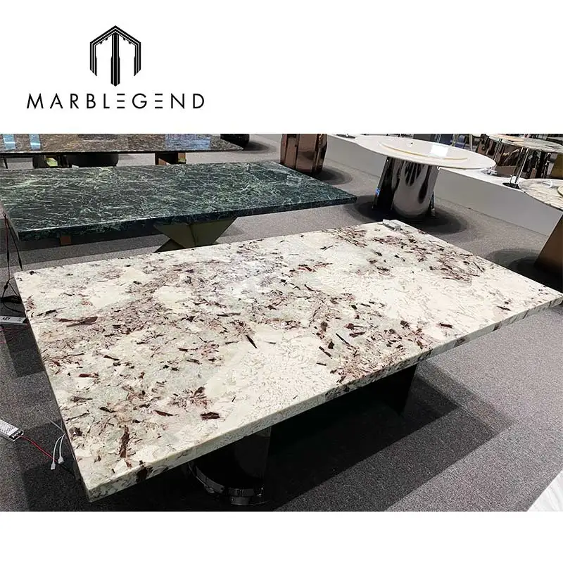 custom large handmade table top white marble square table for dining living room