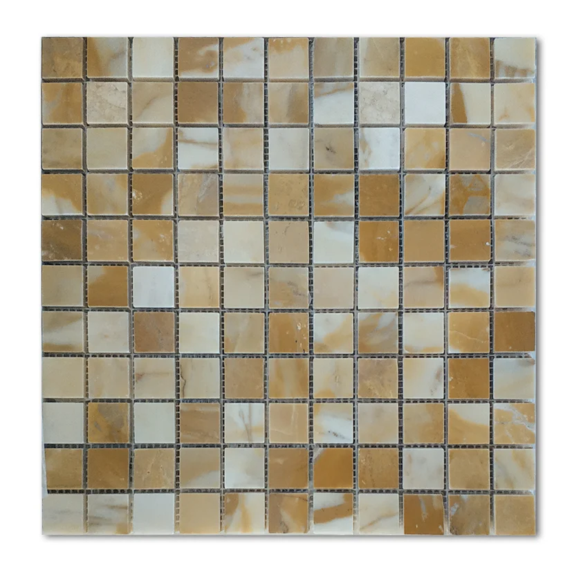 Giallo Sienna Квадратная Мраморная мозаика, классический узор, каменная плитка для дома 30*30