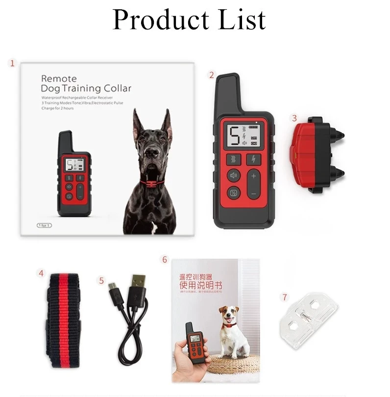 Waterproof Dog Training Collar Pet 500m Remote Control Rechargeable Shock sound Vibration Anti-Bark for All Size dog