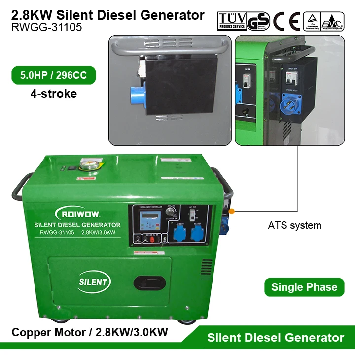 2.8KW Small Super Silent Diesel Generator Set Price Home Portable Soundproof Generators With ATS Diesel Power Silent Generators