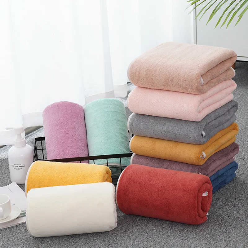 Recycled Custom Logo Luxury Thick Coral Velvet Bath Towels Soft Fleece Bathing Towel For Baby And Adult