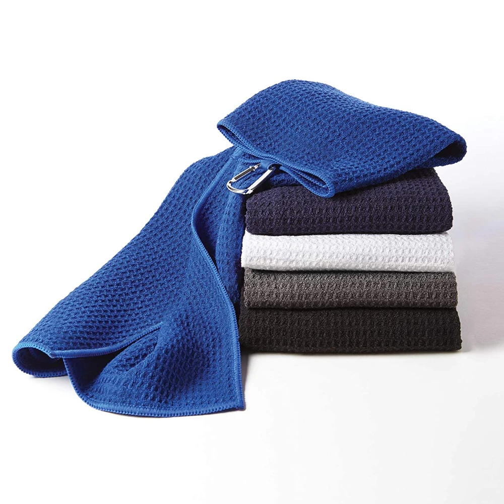 Premium wholesale quick dry accept custom logo embroidered golf towels waffle