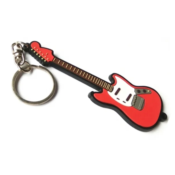 Guangzhou custom rubber  guitar shaped key chain