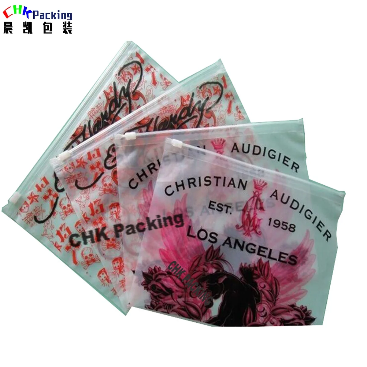 Custom Self Sealing Ziplock Bag Plastic PVC Frosted Zipper Bag with Logo for Clothing cosmetics