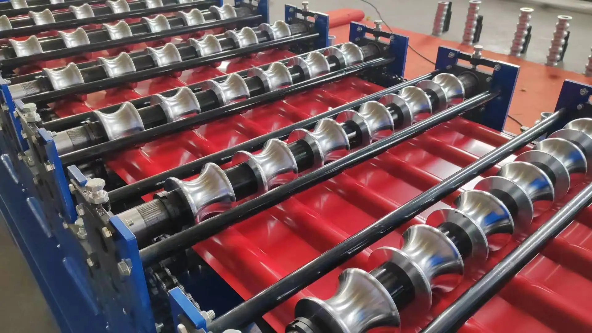 Metal color steel double layer roll forming machine bamboo glazed tile machine