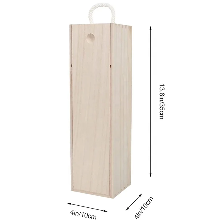 Unfinished Wooden Wine Box with Handle for Crafts Gifts Birthdays Housewarmings