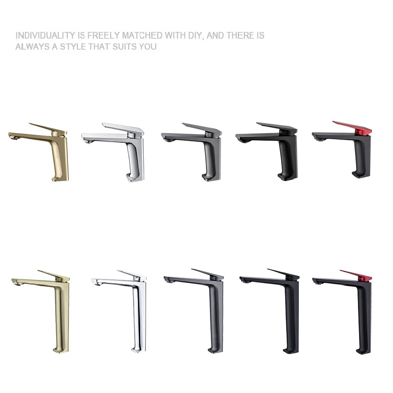 Basin Faucet Water Tap Bathroom Faucet Solid White Black Red Brass Chrome Gold Finish Single Handle Water Sink Tap Mixer