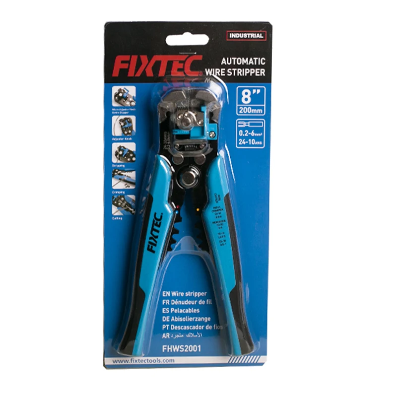 FIXTEC Heavy Duty A3 Steel 8' Automatic Wire Stripper Pliers for Stripping/Cutting/Crimping