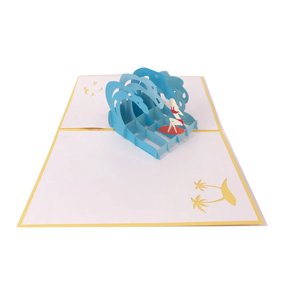 Custom Surfing 3D Pop Up Card Greeting Card