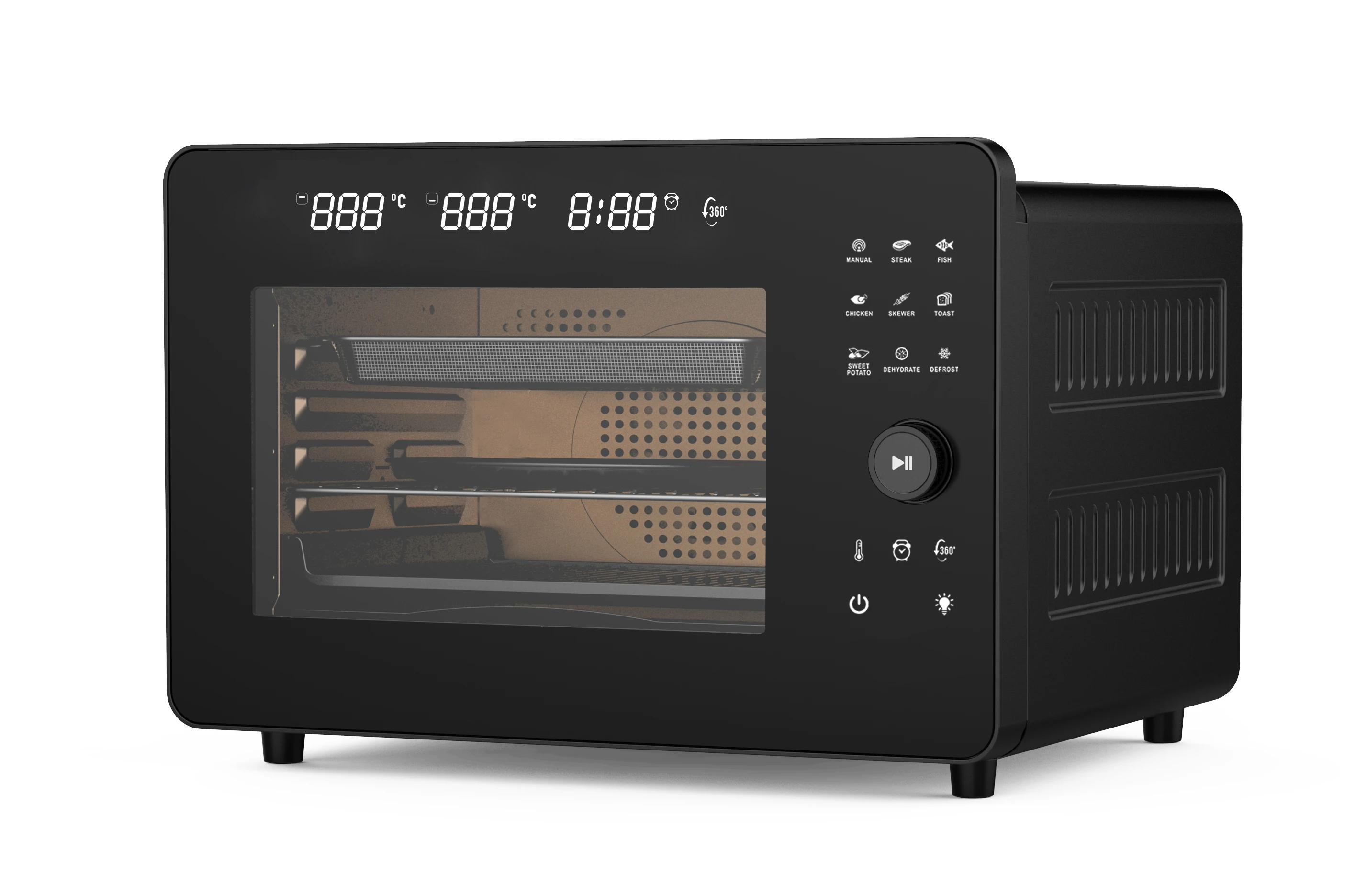 New Design 22L Digital Roast Chicken 9 Functions Visible Cooking Smart Air Fryer Oven