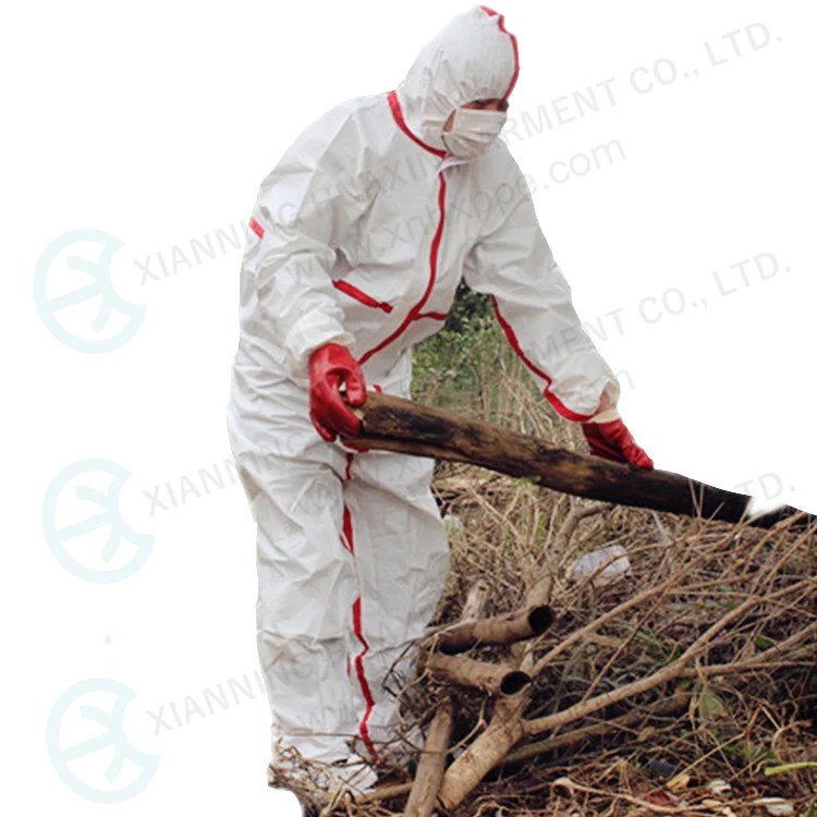 Safety  microporous coverall with red heated tape