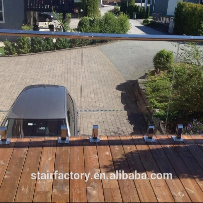 Stainless steel handrails Stainless steel glass balcony railings Laminated glass staircase railings T-17