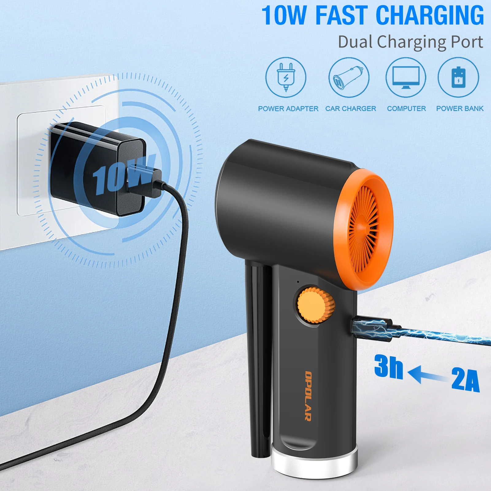 OPOLAR Car Keyboard Electric Computer Duster Blower Portable Air Duster Rechargeable Wireless Compressed Cordless Air Duster