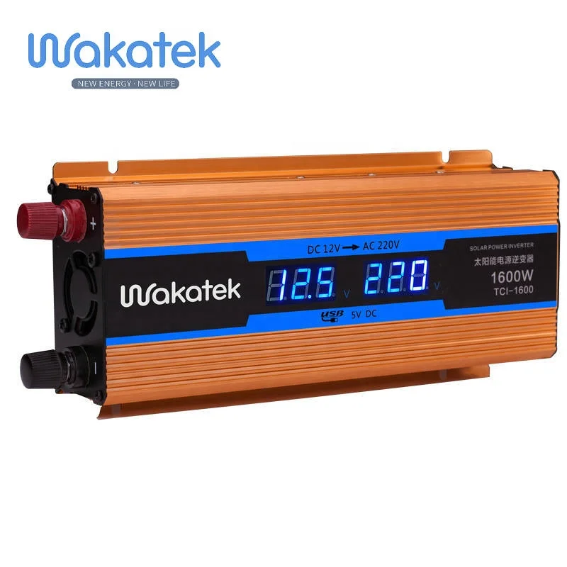 Автомобильный инвертор WAKATEK модифицированный синусоидальный сигнал 12 В Инвертор солнечной энергии 700