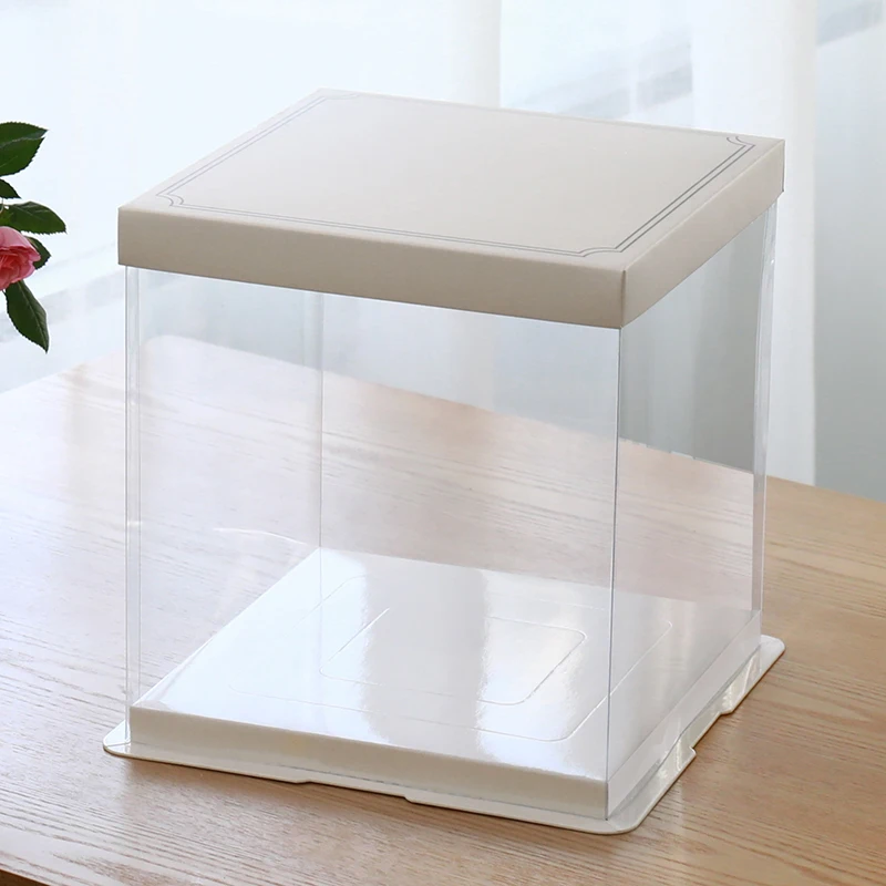 
Eco-friendly Material Gift Packing Box Container Double Filmed Plastic Cake Decoration Supplies 